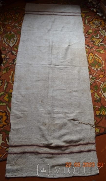 Ryadno (ryadnina) veiled old Ukrainian. Hemp homespun fabric. 220x84 cm., photo number 3