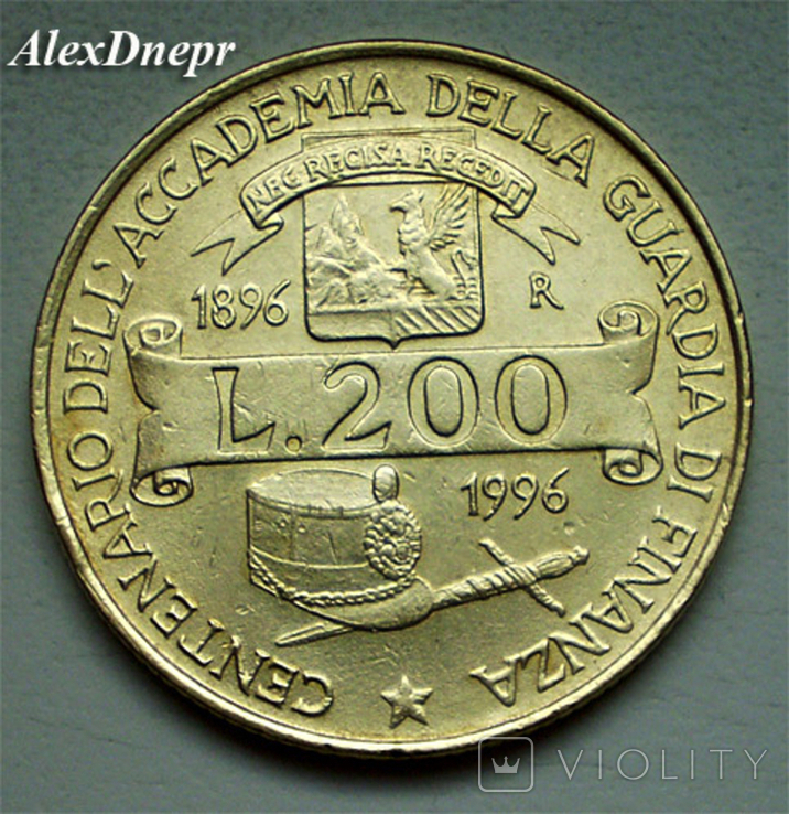 Италия, 200 лир 1996 (Юбилейная), фото №2