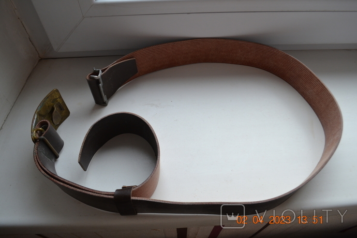 Belt with a harness military army. Star, hammer and sickle. From the USSR. Length 120 cm by 4.5 cm., photo number 9