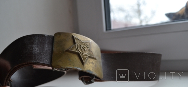 Belt with a harness military army. Star, hammer and sickle. From the USSR. Length 120 cm by 4.5 cm., photo number 10