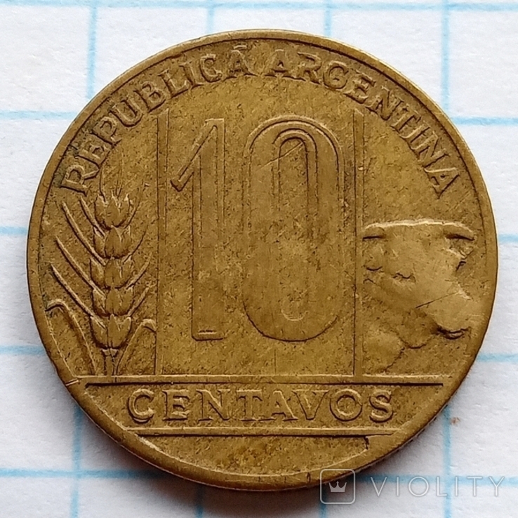 10 сентаво 1950 г. Аргентина, photo number 2