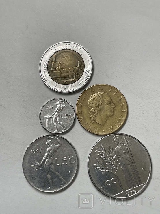Coins of Italy Selection - 50 lire, 100 lire, 200 lire lir REPUBLICA ITALIANA, photo number 2