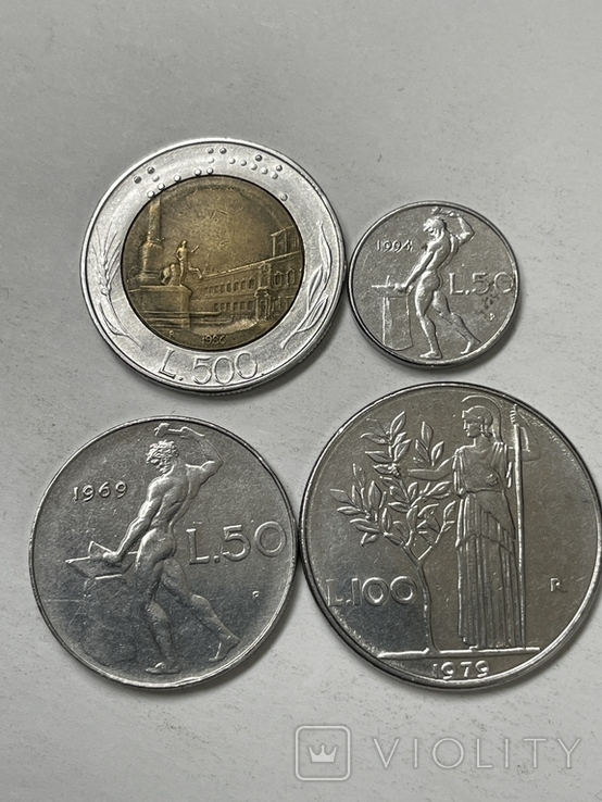 Coins of Italy Selection - 50 lire, 100 lire, 200 lire lir REPUBLICA ITALIANA, photo number 4