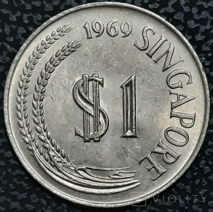 Сингапур 1 доллар 1969 год, фото №3