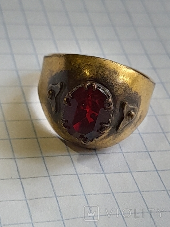 Перстень с камнем позолота клеймо ЛЮ, фото №3