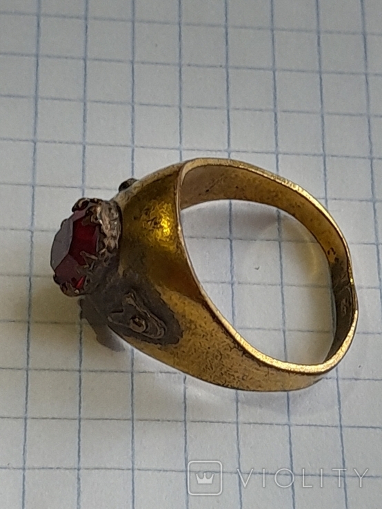 Перстень с камнем позолота клеймо ЛЮ, фото №4