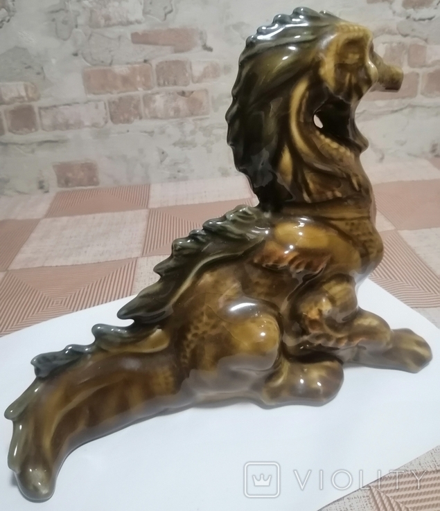 Статуетка Дракон большой Обливная керамика СРСР, фото №6