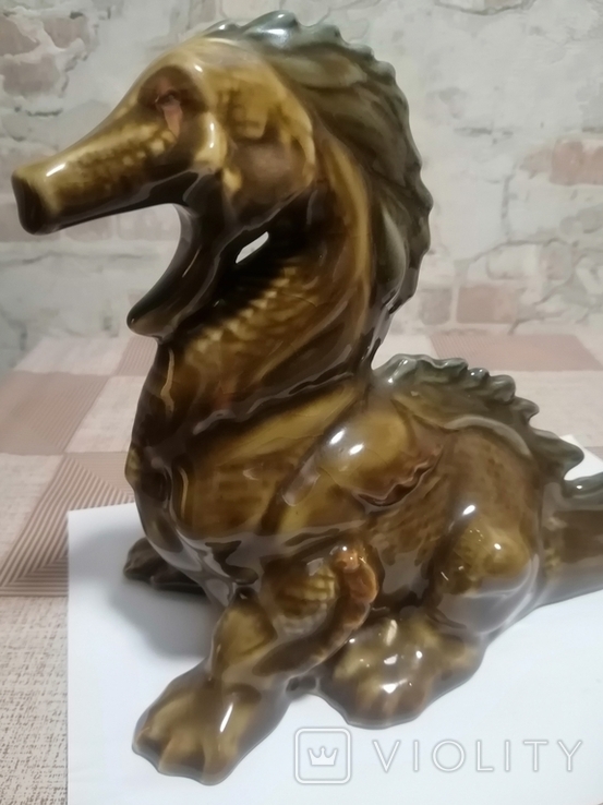 Статуетка Дракон большой Обливная керамика СРСР, фото №5