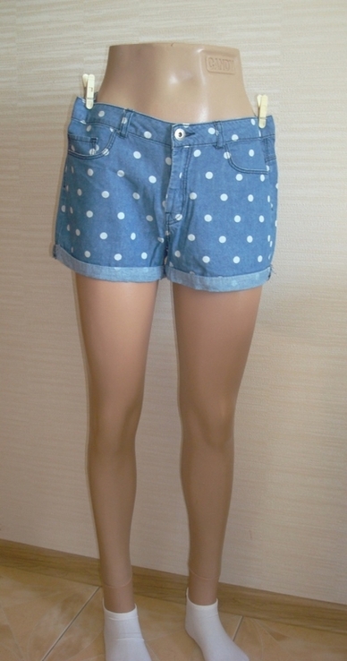 Vero Moda стильные женские короткие шорты легкий джинс в горох 27, фото №9