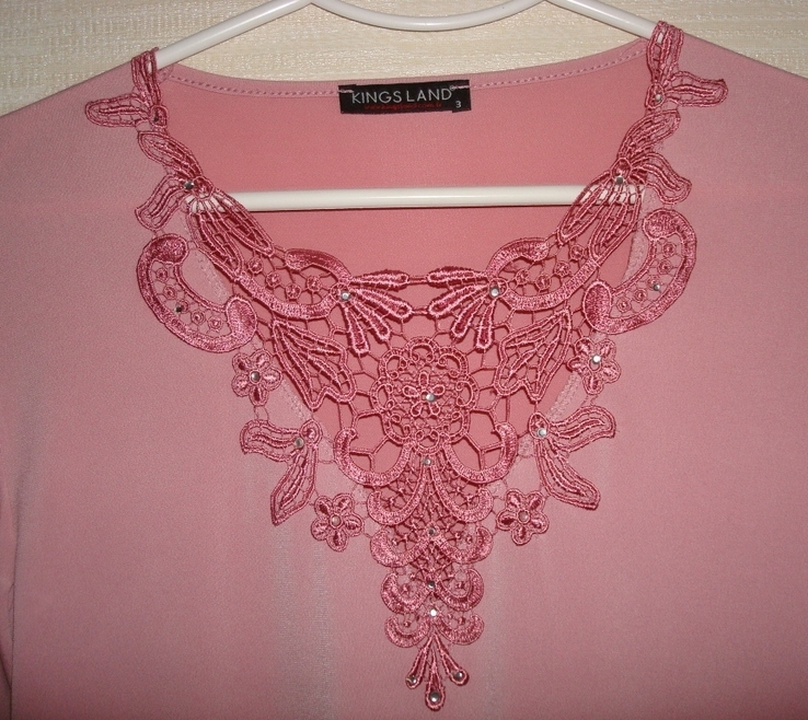 Красивая блузка розовая с кружевом Турция, numer zdjęcia 6