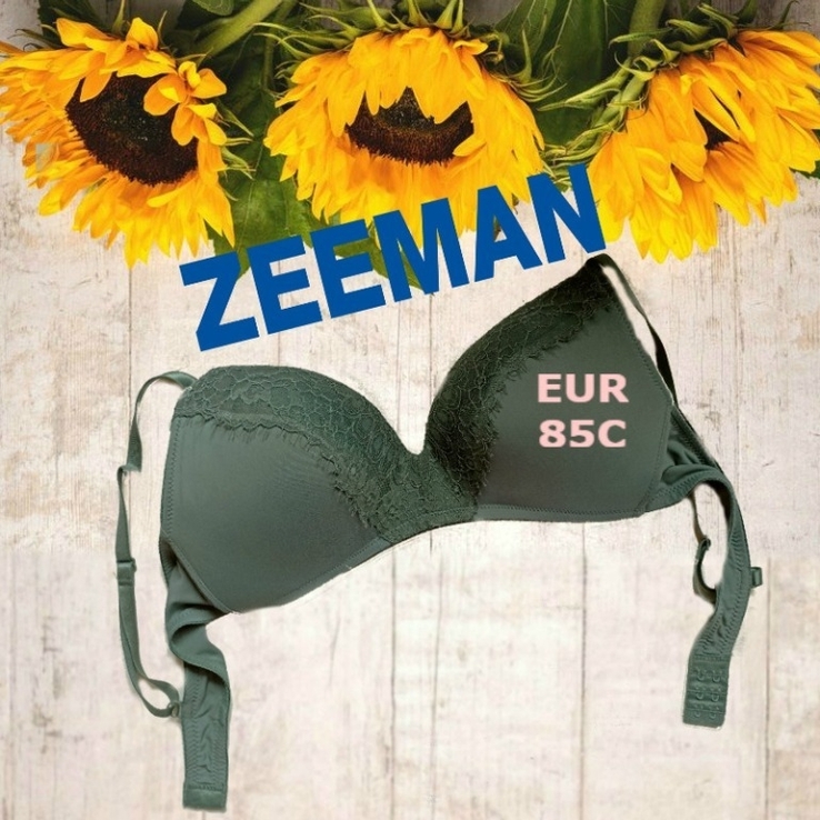 Zeeman EUR 85C Бюстгальтер гладкая чашка формированный без косточки св серо зеленый, фото №2