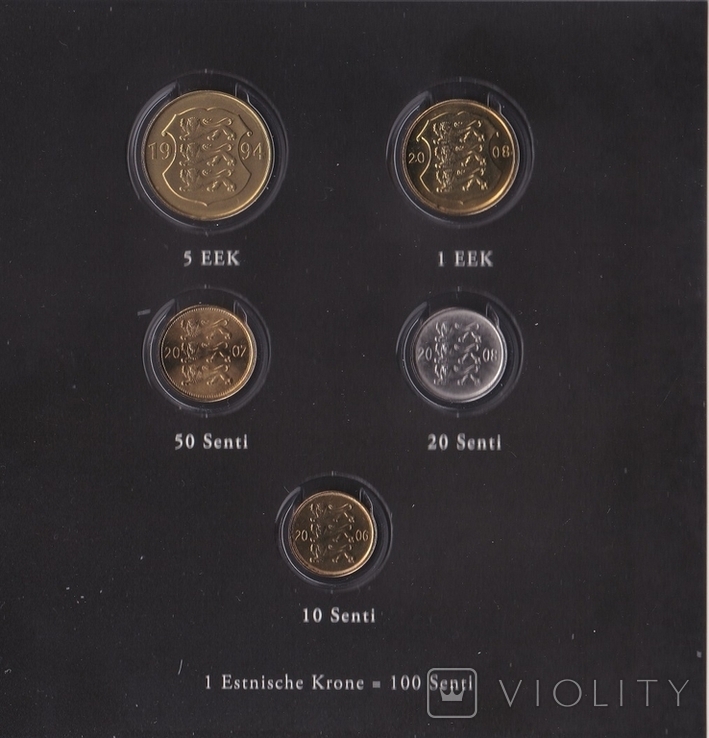Estonia Estonia - set of 5 coins 10 20 50 Senti 1 5 Kroon 1994 - 2008 - a - in booklet, photo number 3