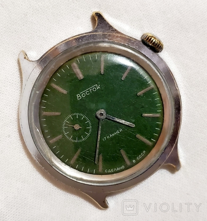 Vostok watch in chrome case with green dial 2403 movement of the USSR