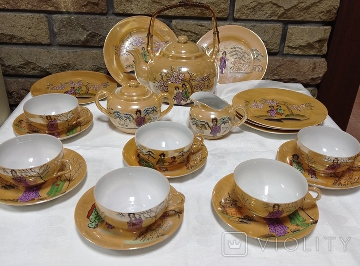 Tea set "Empress", for 6 persons, 21 pieces, bone china, Japan, new, photo number 2