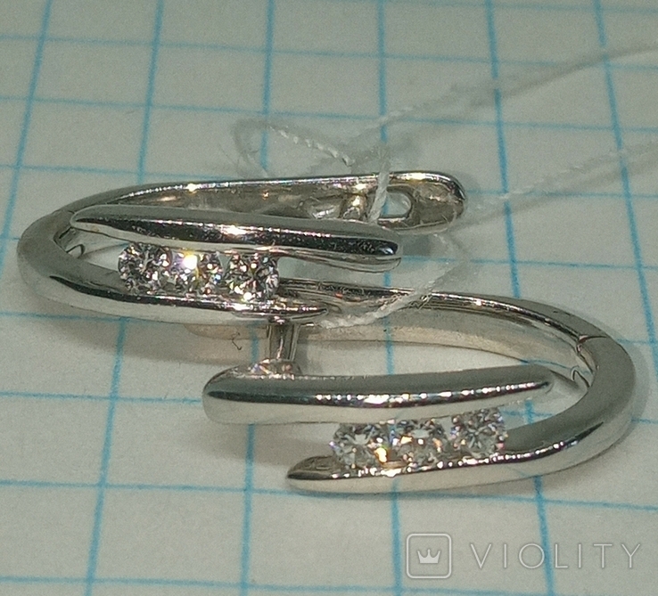 Earrings Diamonds Half rings white gold 585 diamonds, photo number 6