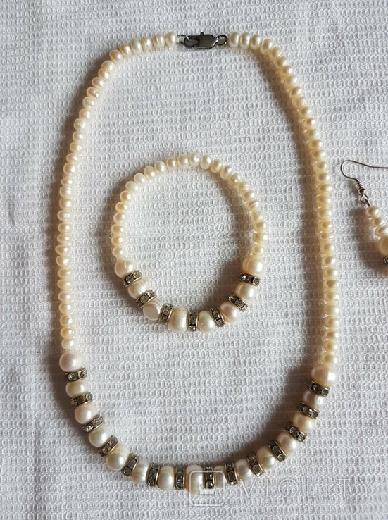 Zestaw Natural Pearls Bransoletka Bransoletka Kolczyki, numer zdjęcia 8