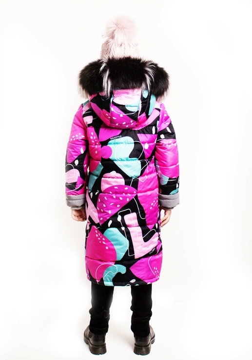 Зимове супер довге пальто Climber Print зі світловідбивачами 110 ріст 1065d110, фото №4