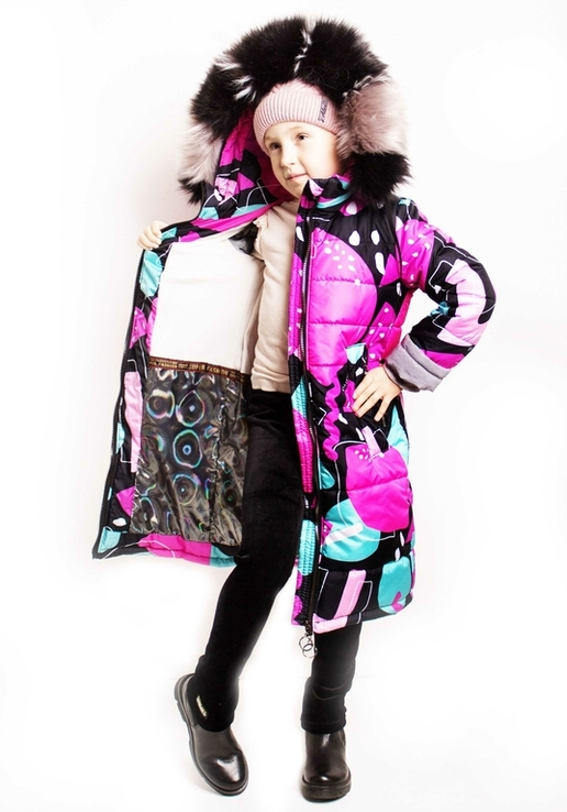 Зимове супер довге пальто Climber Print зі світловідбивачами 110 ріст 1065d110, фото №5
