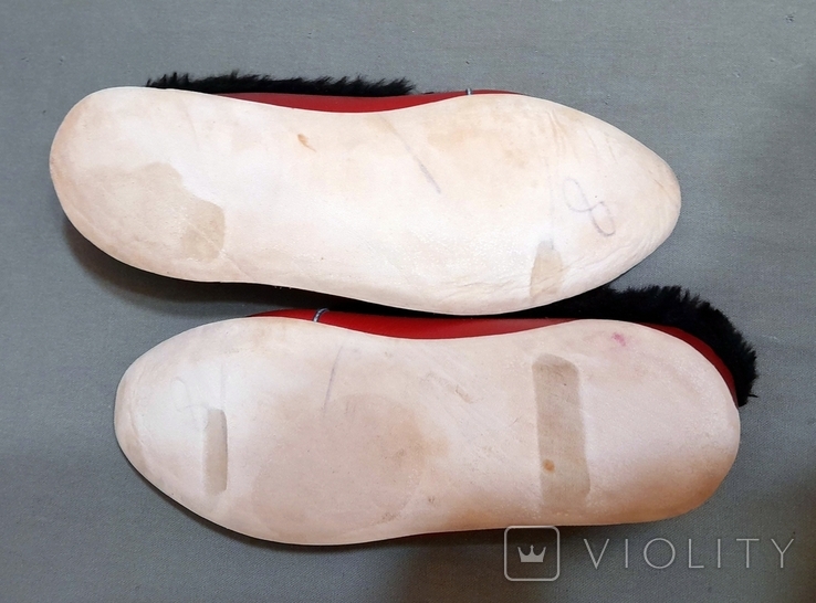 Dudes women's slippers USSR late 1960s leather fur not used, photo number 6