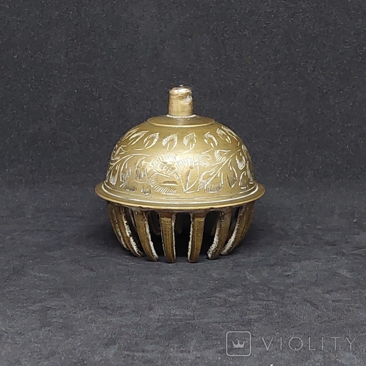 Винтажный колокольчик шар колокол бронзовый колокольчик бронза шар ручная гравировка № 12, photo number 5