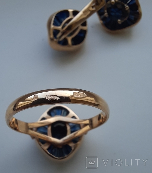 Earrings and ring. 583*. Ukraine. Total weight 9.92., photo number 3