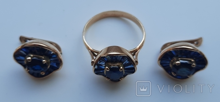 Earrings and ring. 583*. Ukraine. Total weight 9.92., photo number 5