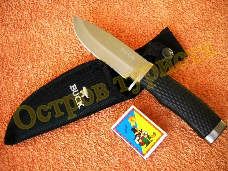 Охотничий Тактический Нож Buck 009 с чехлом 56HRC реплика, фото №4