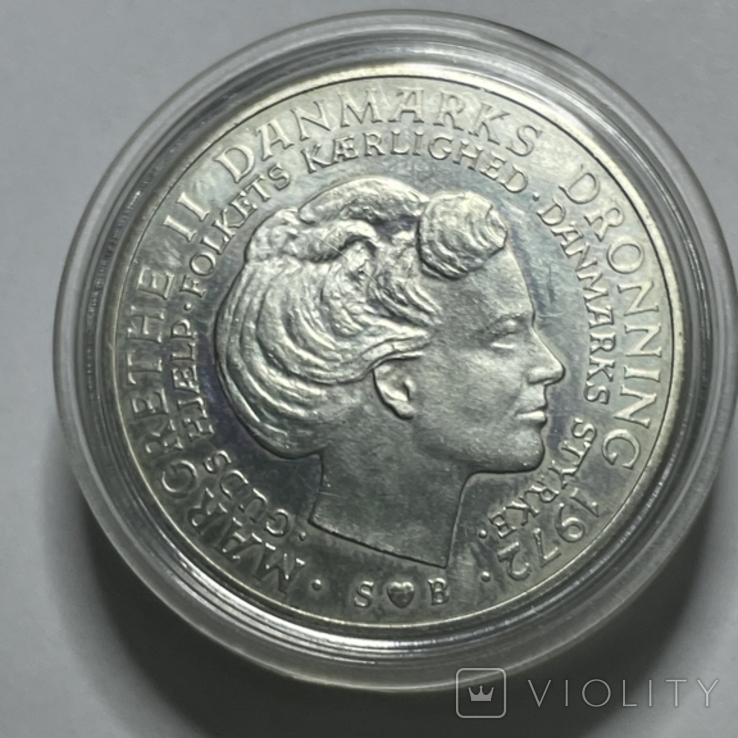 Данія срібні 10 крон 1972 На смерть короля Фредеріка ІХ, фото №5