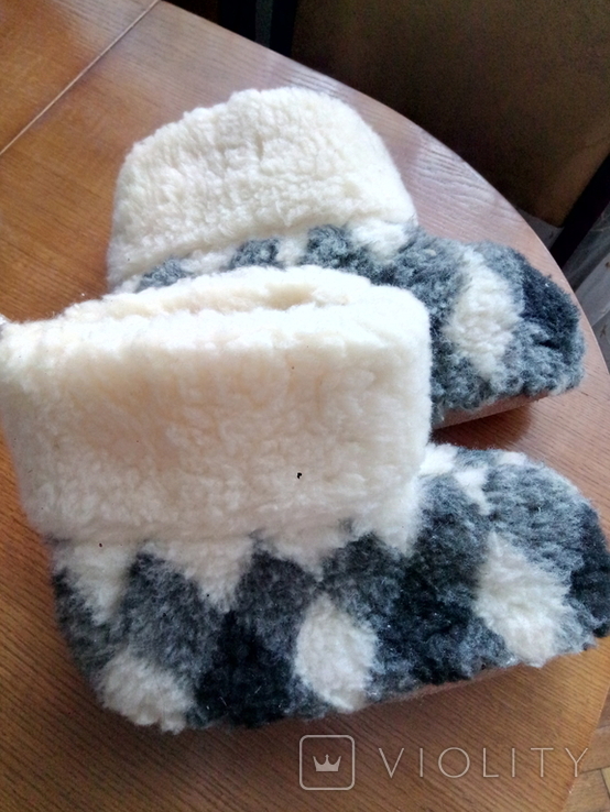 Chuni (home shoes) woolen, double, sole-leather.Razm.37., photo number 2