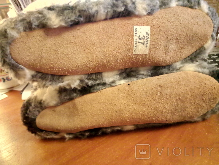 Chuni (home shoes) woolen, double, sole-leather.Razm.37., photo number 5