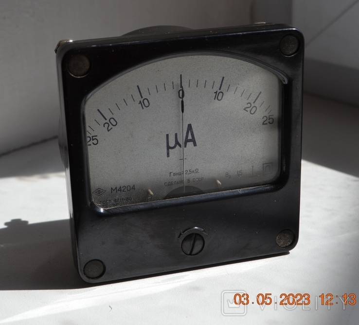 Microammeter, M4204 ammeter. At 25 milliamps. From the USSR. GOST 8711-60. VI - 76 g.v No6