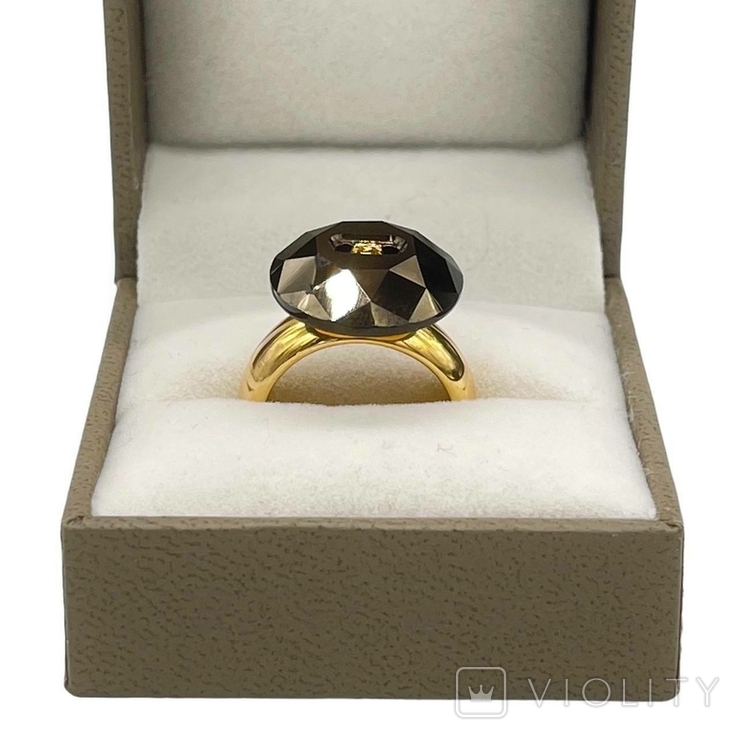 Gold-plated ring swarovski crystal lized button bright in the original box., photo number 3