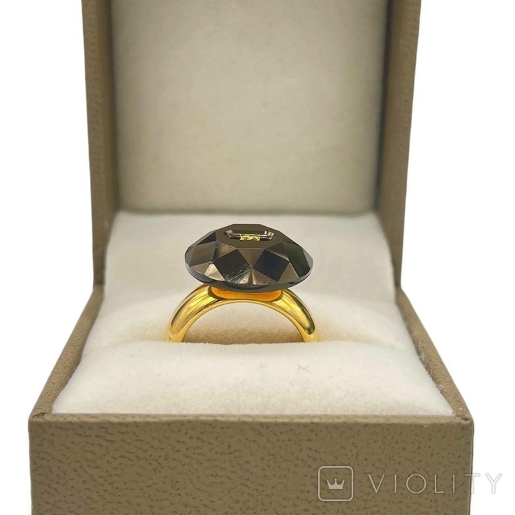 Gold-plated ring swarovski crystal lized button bright in the original box., photo number 6