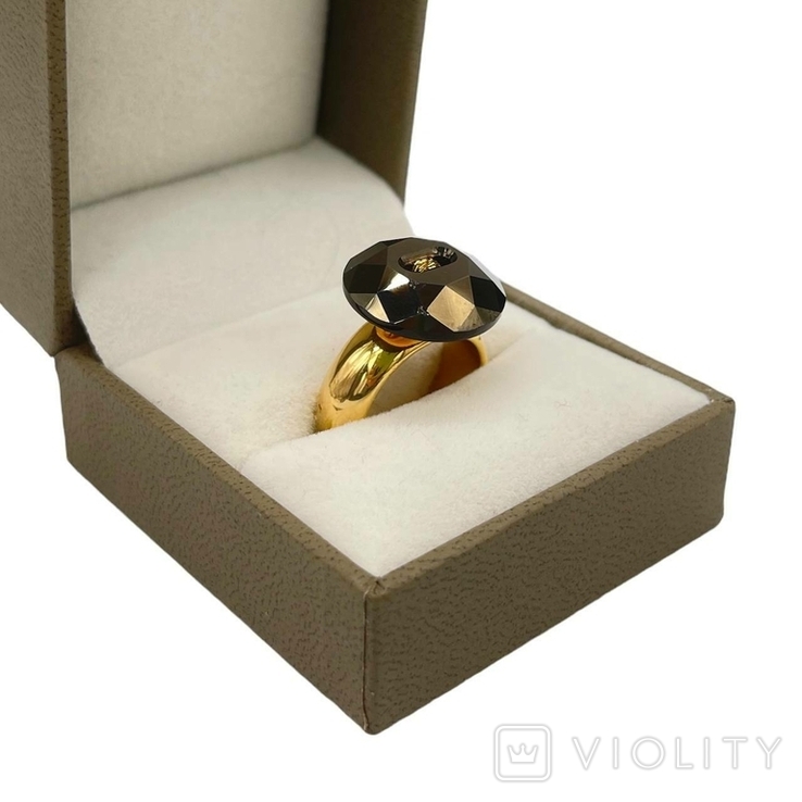 Gold-plated ring swarovski crystal lized button bright in the original box., photo number 7