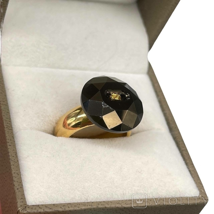 Gold-plated ring swarovski crystal lized button bright in the original box., photo number 10