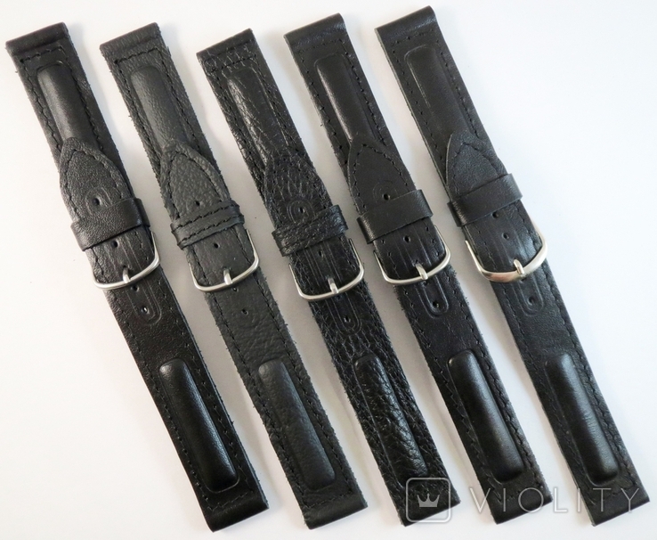 New 18mm Leather Straps. 5 pieces. Black