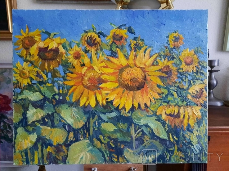 Painting Taras Dudka ''Sunflowers'' 40/50 canvas/oil on canvas 2015, photo number 3