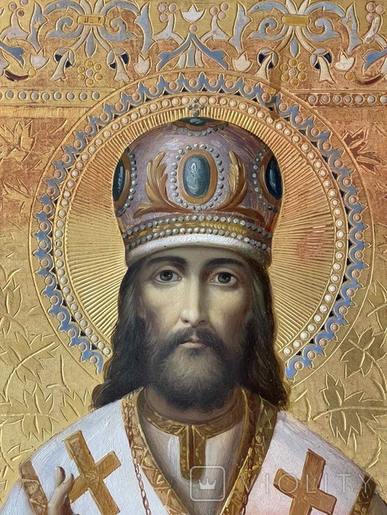 Большая икона святого Иоанна Златоуста на золоте, photo number 6