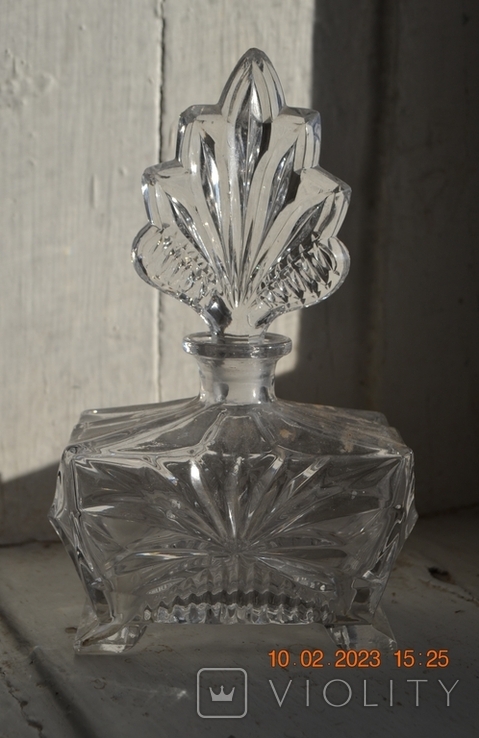 Glass (crystal) bottle for perfume, perfume. Height 18 cm. No2, photo number 3