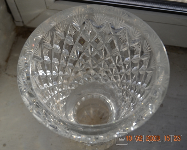 Crystal vase. Crystal. Made in the USSR. Height 22 cm. No. 2, photo number 4