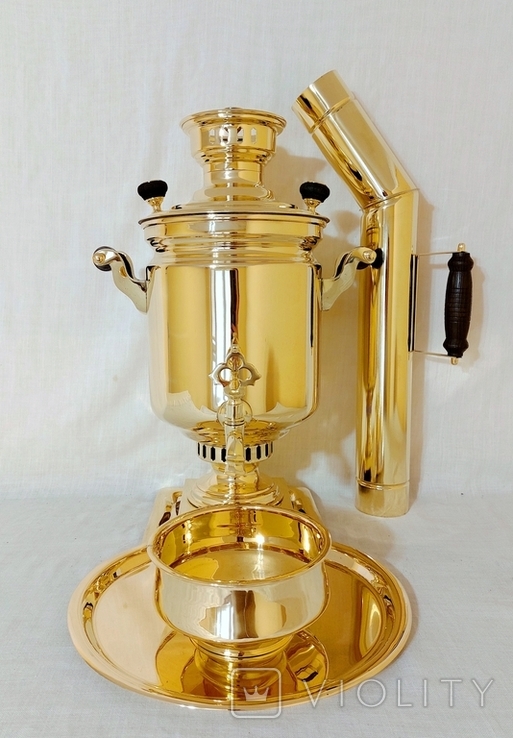 Native set - Kolchugin Partnership, a 4.5-liter samovar, a tray, a drip and a pipe., photo number 2