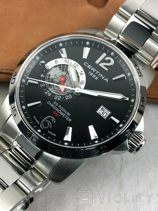 Новые швейцарские часы Certina DS Podium GMT Black Chrono / C034.455.11.057.00, фото №2