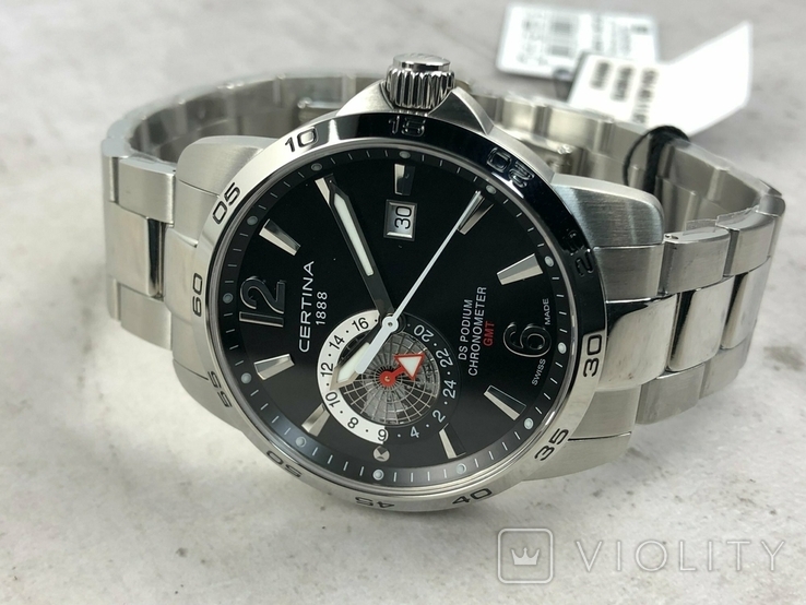 Новые швейцарские часы Certina DS Podium GMT Black Chrono / C034.455.11.057.00, фото №4