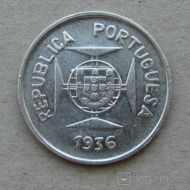 1/2 рупия Португальская Индия 1936г. серебро, photo number 3