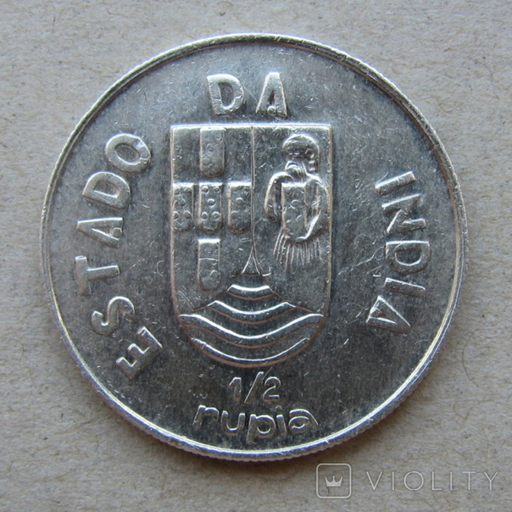 1/2 рупия Португальская Индия 1936г. серебро, photo number 2