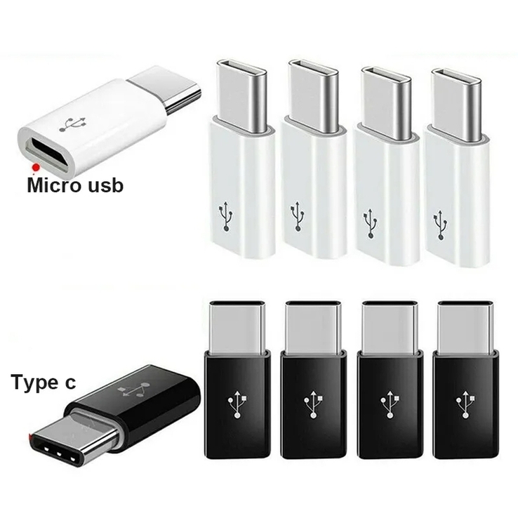Переходник USB-адаптер Мicro USB к Type-C Белый/Чёрный, photo number 2