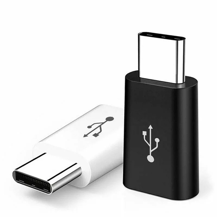 Переходник USB-адаптер Мicro USB к Type-C Белый/Чёрный, фото №4