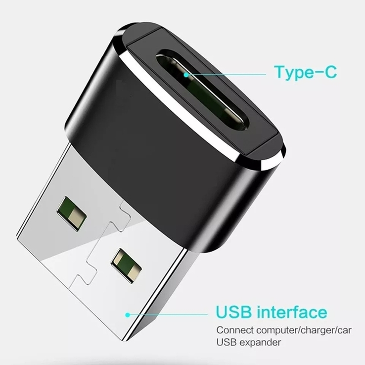 Переходник USB-адаптер Type-C к USB Белый/Чёрный, фото №3