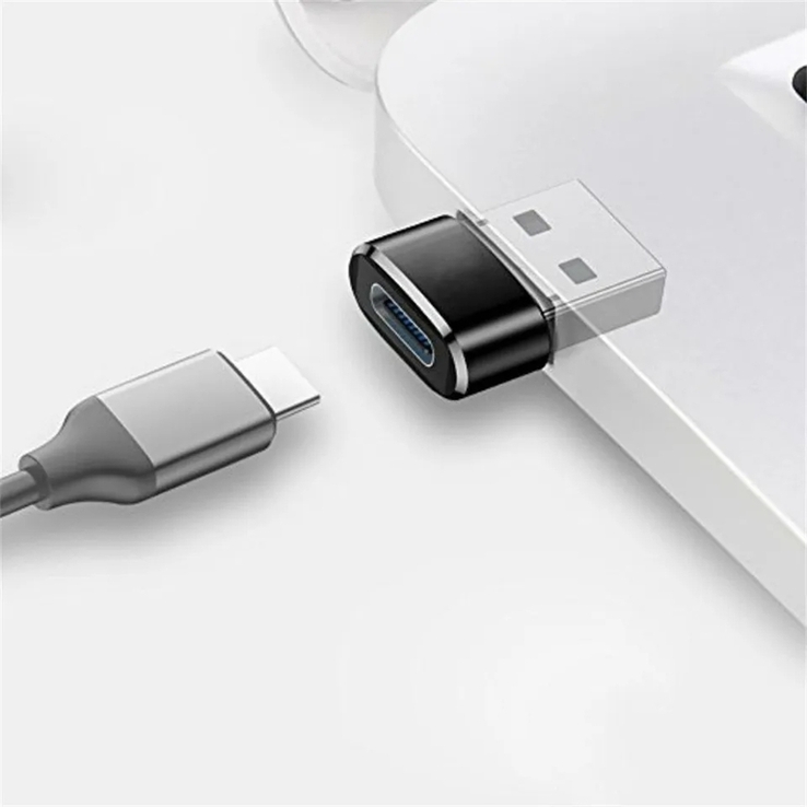 Переходник USB-адаптер Type-C к USB Белый/Чёрный, фото №5