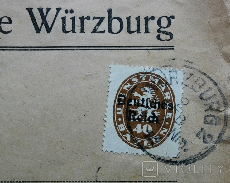 Поштовий конверт з Баварською офіціальною маркою, з надпечаткою Німецький рейх., photo number 3